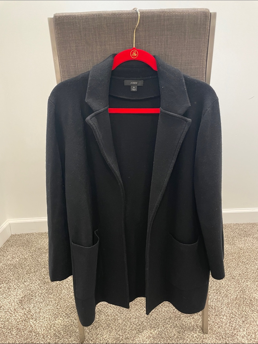 J. Crew Black Open-Front Blazer Coat